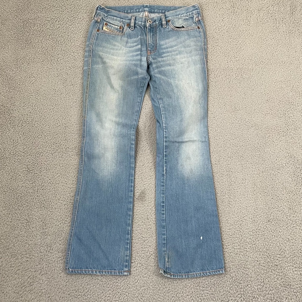 Diesel Zink Boot Cut Jeans Women 30 Light Wash Low Rise Made in Italy Denim